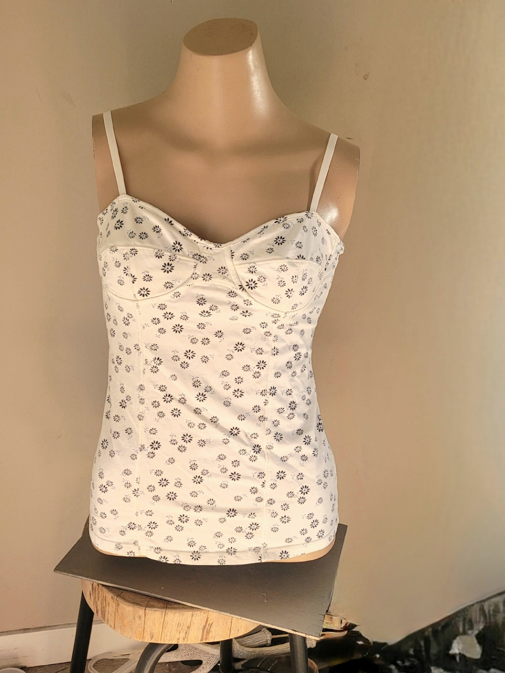 Talula White Cami with Tiny Floral Print